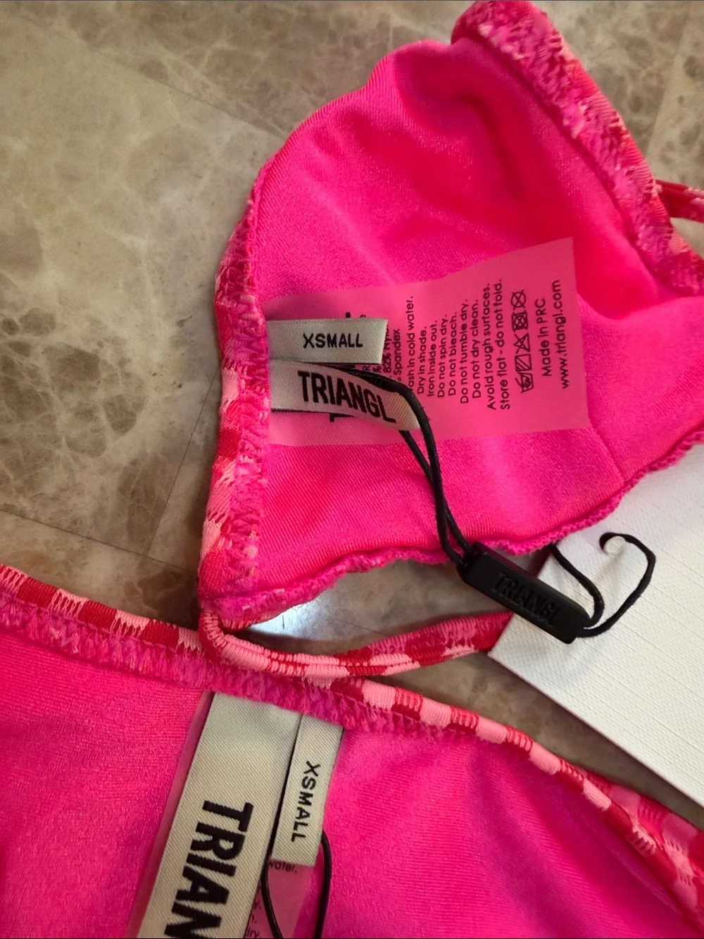 triangl swimwear Hot Pink Textured Check Bikini with Matching Pouch - Picture 7 of 10